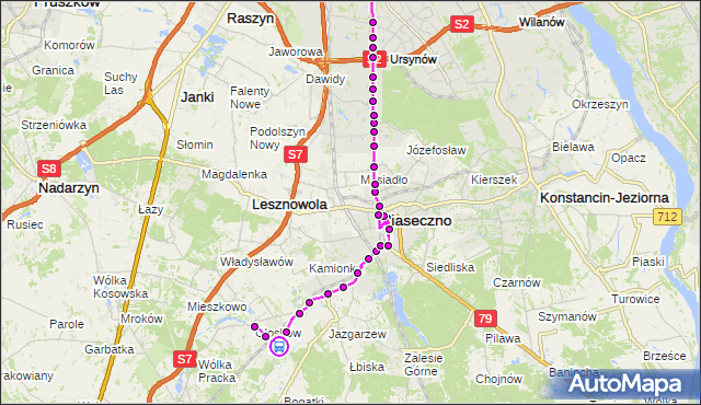 Rozkład jazdy autobusu 727 na przystanku Głosków-Zielone 02. ZTM Warszawa na mapie Targeo