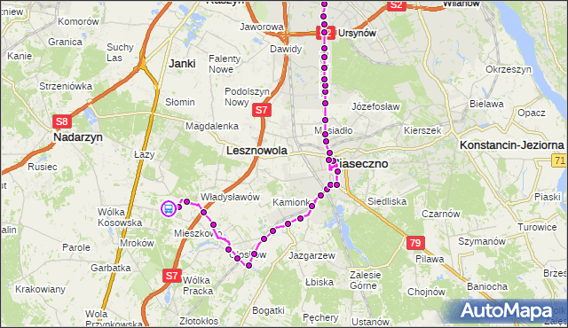 Rozkład jazdy autobusu 727 na przystanku Cm.Południowy-Brama Płd. 01. ZTM Warszawa na mapie Targeo