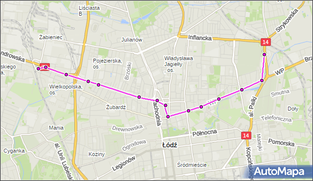 Rozkład jazdy tramwaju 5 na przystanku Limanowskiego - Sierakowskiego. MPKLodz na mapie Targeo
