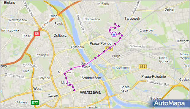 Rozkład jazdy autobusu 160 na przystanku Metro Targówek Mieszkaniowy 02. ZTM Warszawa na mapie Targeo