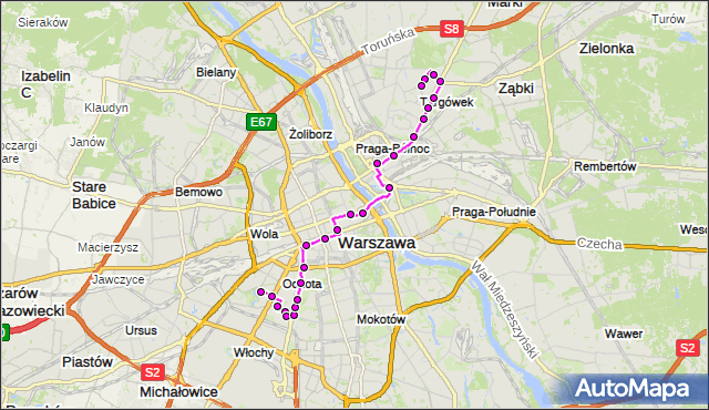Mapa Polski Targeo, Autobus 512 - trasa SZCZĘŚLIWICE - ZACISZE. ZTM Warszawa na mapie Targeo