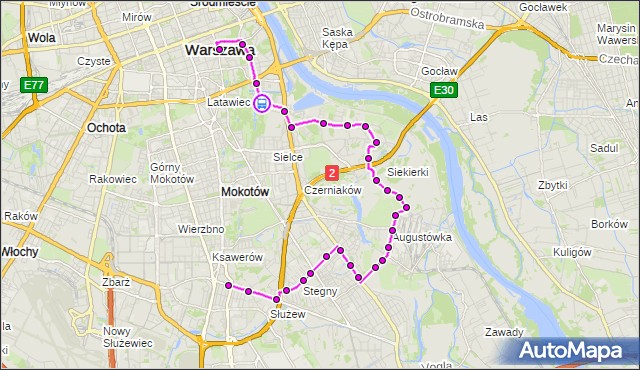 Rozkład jazdy autobusu 108 na przystanku Agrykola 01. ZTM Warszawa na mapie Targeo