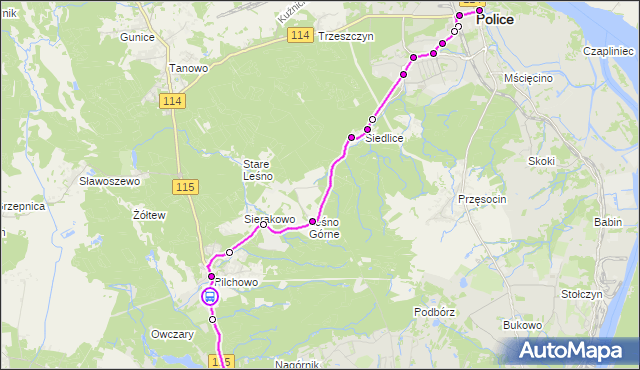 Rozkład jazdy autobusu 106 na przystanku Pilchowo Wodociągi 11. ZDiTM Szczecin na mapie Targeo