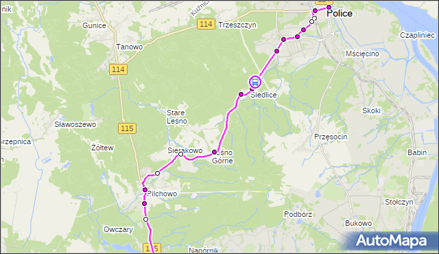 Rozkład jazdy autobusu 106 na przystanku Siedlice Las nż 11. ZDiTM Szczecin na mapie Targeo