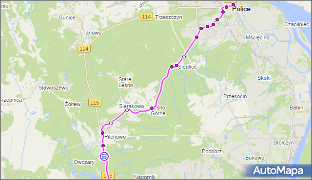 Rozkład jazdy autobusu 106 na przystanku Pilchowo Ogrody nż 12. ZDiTM Szczecin na mapie Targeo