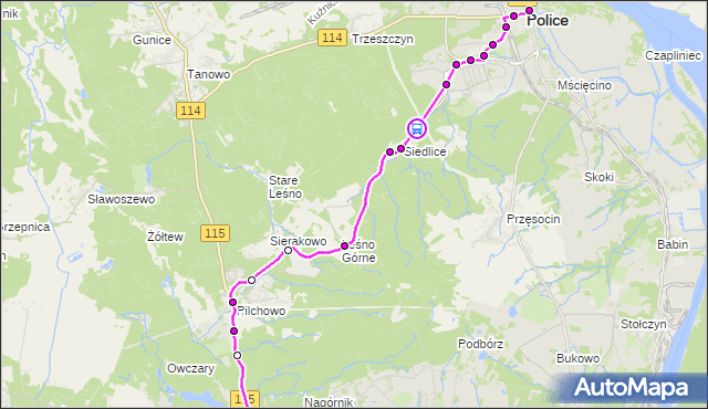 Rozkład jazdy autobusu 106 na przystanku Siedlice Las nż 12. ZDiTM Szczecin na mapie Targeo