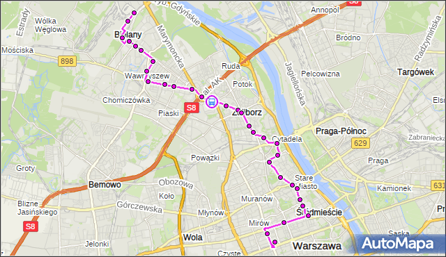Rozkład jazdy autobusu N44 na przystanku Metro Marymont 01. ZTM Warszawa na mapie Targeo