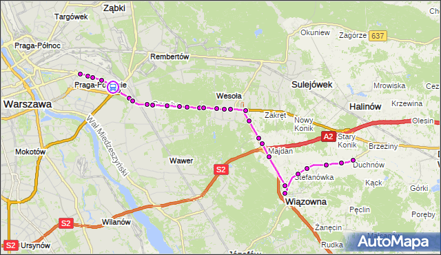 Rozkład jazdy autobusu 730 na przystanku Gocławek 02. ZTM Warszawa na mapie Targeo