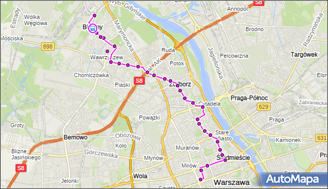 Rozkład jazdy autobusu N44 na przystanku Metro Młociny 03. ZTM Warszawa na mapie Targeo