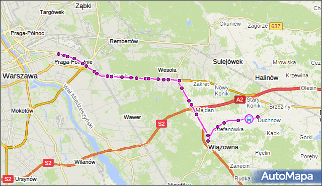 Rozkład jazdy autobusu 730 na przystanku Spacerowa 02. ZTM Warszawa na mapie Targeo