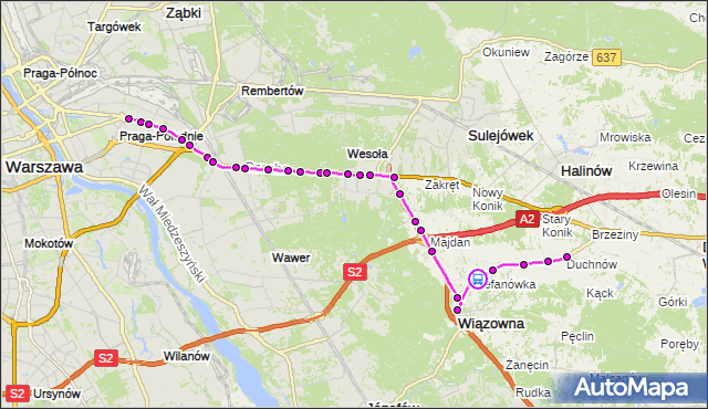 Rozkład jazdy autobusu 730 na przystanku Stefanówka 02. ZTM Warszawa na mapie Targeo