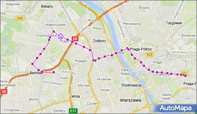 Rozkład jazdy tramwaju 28 na przystanku Piaski 03. ZTM Warszawa na mapie Targeo