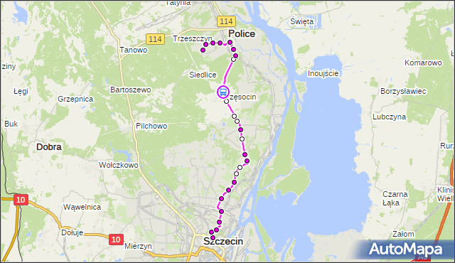 Rozkład jazdy autobusu 107 na przystanku Przęsocin Centralna 12. ZDiTM Szczecin na mapie Targeo