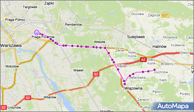 Rozkład jazdy autobusu 730 na przystanku Wspólna Droga 01. ZTM Warszawa na mapie Targeo