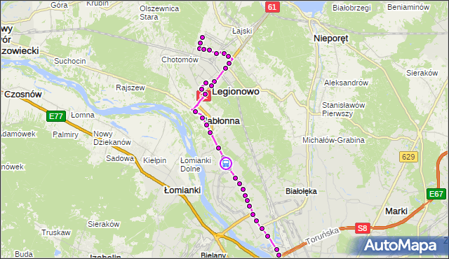 Rozkład jazdy autobusu 731 na przystanku Dąbrówka Szlachecka 01. ZTM Warszawa na mapie Targeo