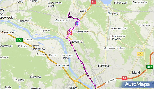 Rozkład jazdy autobusu 731 na przystanku Zegrzyńska 01. ZTM Warszawa na mapie Targeo