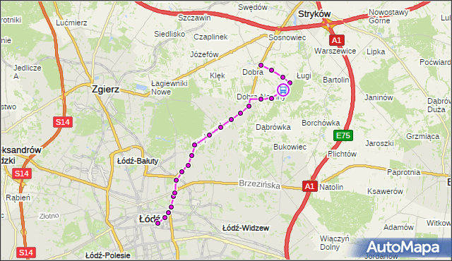 Rozkład jazdy autobusu 60B na przystanku Dobieszków - O.Sz. i W. MPKLodz na mapie Targeo