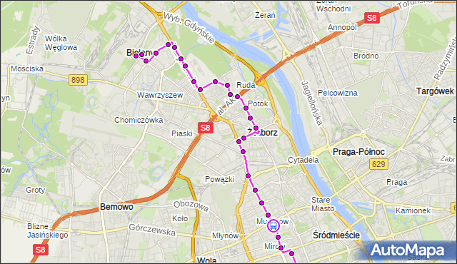 Rozkład jazdy autobusu N46 na przystanku Kino Femina 08. ZTM Warszawa na mapie Targeo