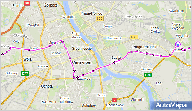 Rozkład jazdy autobusu 520 na przystanku Okularowa 01. ZTM Warszawa na mapie Targeo