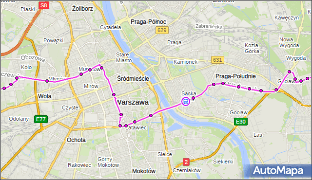 Rozkład jazdy autobusu 520 na przystanku Saska 01. ZTM Warszawa na mapie Targeo