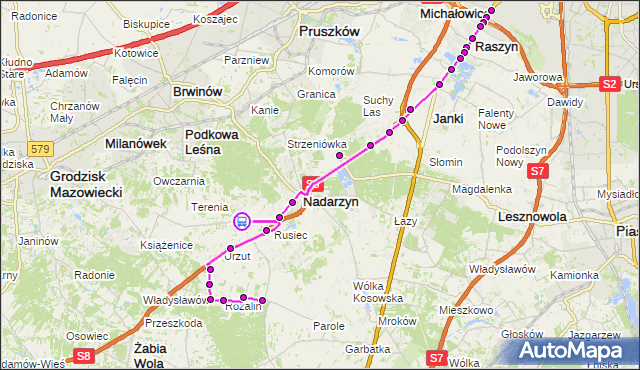 Rozkład jazdy autobusu 733 na przystanku Stara Wieś 01. ZTM Warszawa na mapie Targeo