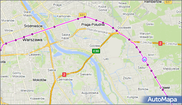 Rozkład jazdy autobusu 521 na przystanku PKP Anin 01. ZTM Warszawa na mapie Targeo