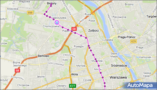 Rozkład jazdy tramwaju 33 na przystanku al.Reymonta 03. ZTM Warszawa na mapie Targeo