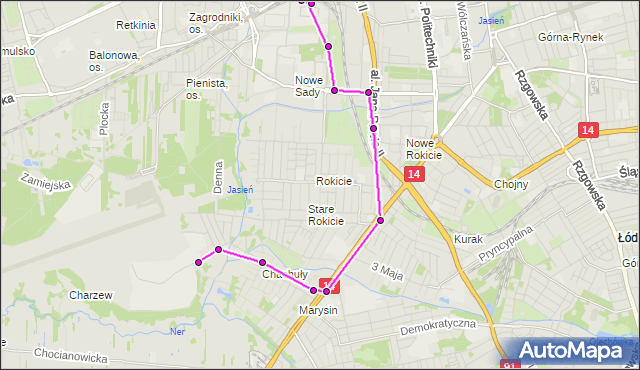 Rozkład jazdy autobusu 62 na przystanku Pabianicka - 3 Maja. MPKLodz na mapie Targeo