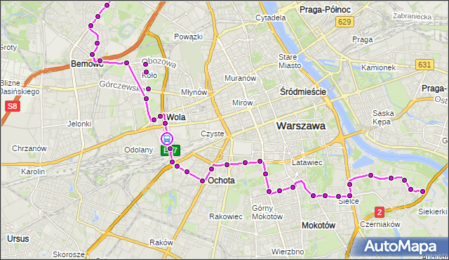 Rozkład jazdy autobusu 167 na przystanku Parafialna 02. ZTM Warszawa na mapie Targeo