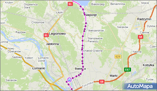 Rozkład jazdy autobusu 735 na przystanku Cementownia 01. ZTM Warszawa na mapie Targeo
