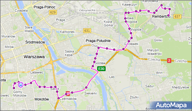 Rozkład jazdy autobusu 168 na przystanku Metro Pole Mokotowskie 02. ZTM Warszawa na mapie Targeo