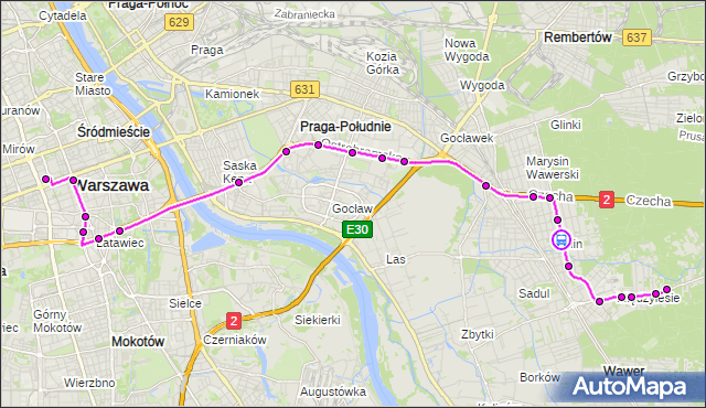 Rozkład jazdy autobusu 525 na przystanku Alpejska-Instytut 01. ZTM Warszawa na mapie Targeo