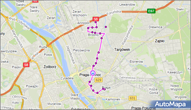 Rozkład jazdy autobusu 169 na przystanku Bródnowska 02. ZTM Warszawa na mapie Targeo