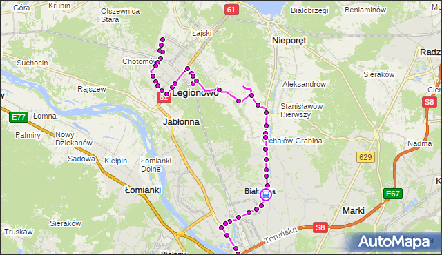 Rozkład jazdy autobusu 736 na przystanku Bruszewska 01. ZTM Warszawa na mapie Targeo