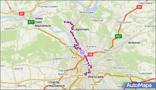 Rozkład jazdy autobusu N63 na przystanku Płochocińska 01. ZTM Warszawa na mapie Targeo