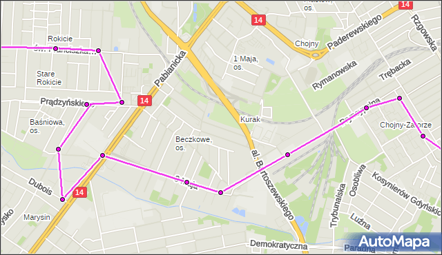 Rozkład jazdy autobusu 63 na przystanku Pryncypalna - Kosynierów Gdyńskich NŻ. MPKLodz na mapie Targeo