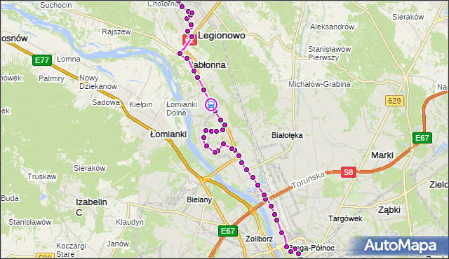 Rozkład jazdy autobusu N63 na przystanku Dąbrówka Szlachecka 02. ZTM Warszawa na mapie Targeo