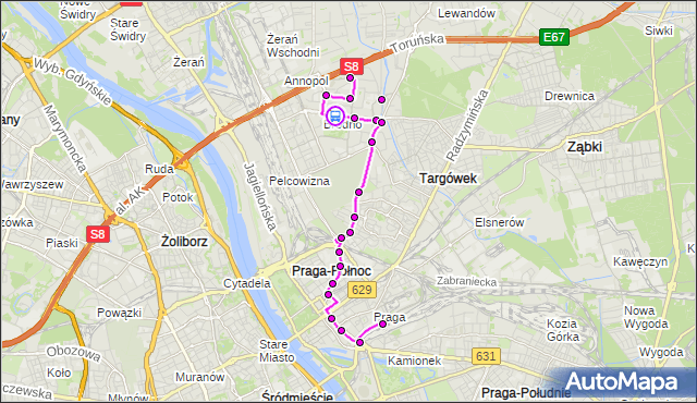 Rozkład jazdy autobusu 169 na przystanku Park Bródnowski 02. ZTM Warszawa na mapie Targeo