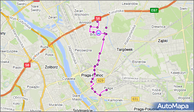 Rozkład jazdy autobusu 169 na przystanku Szpital Bródnowski 02. ZTM Warszawa na mapie Targeo