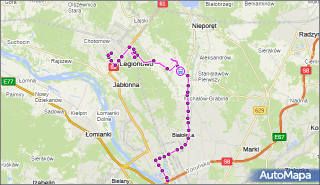 Rozkład jazdy autobusu 736 na przystanku Anusinek 02. ZTM Warszawa na mapie Targeo