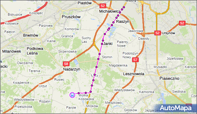 Rozkład jazdy autobusu 721 na przystanku Kosów 01. ZTM Warszawa na mapie Targeo