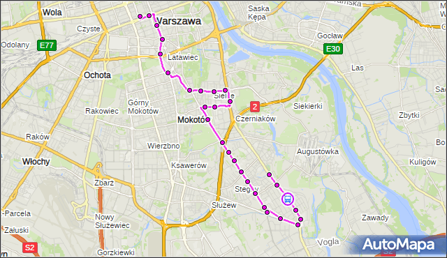 Rozkład jazdy autobusu N31 na przystanku Łowcza 01. ZTM Warszawa na mapie Targeo