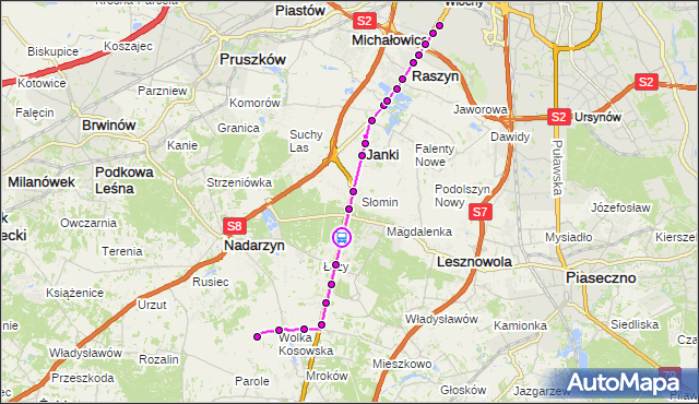 Rozkład jazdy autobusu 721 na przystanku Podleśna 01. ZTM Warszawa na mapie Targeo