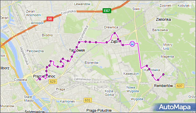 Rozkład jazdy autobusu 199 na przystanku Pułaskiego 01. ZTM Warszawa na mapie Targeo