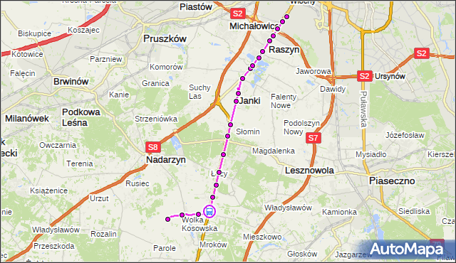 Rozkład jazdy autobusu 721 na przystanku Wygoda 01. ZTM Warszawa na mapie Targeo