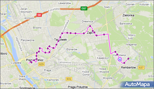 Rozkład jazdy autobusu 199 na przystanku Zawodowa 02. ZTM Warszawa na mapie Targeo