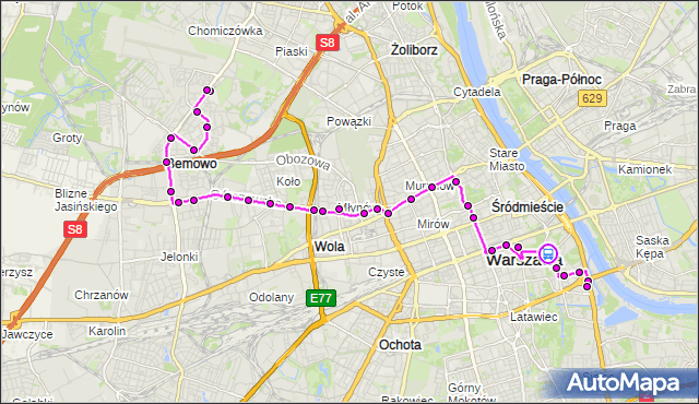 Rozkład jazdy autobusu 171 na przystanku Książęca 01. ZTM Warszawa na mapie Targeo