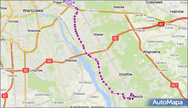 Rozkład jazdy autobusu 702 na przystanku Gocławek 02. ZTM Warszawa na mapie Targeo