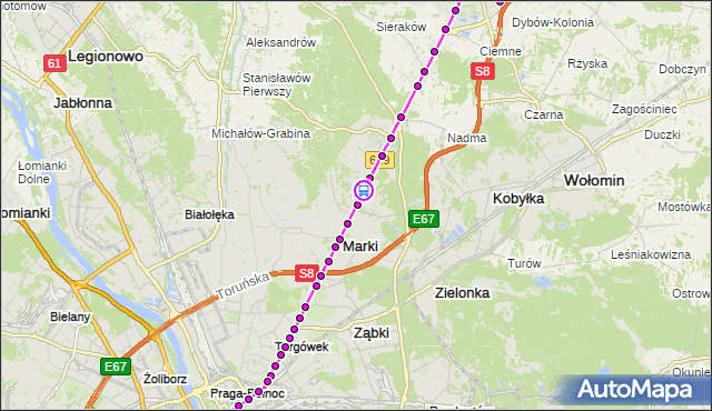 Rozkład jazdy autobusu 738 na przystanku Pustelnik 01. ZTM Warszawa na mapie Targeo