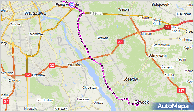 Rozkład jazdy autobusu 702 na przystanku Gocławek 01. ZTM Warszawa na mapie Targeo